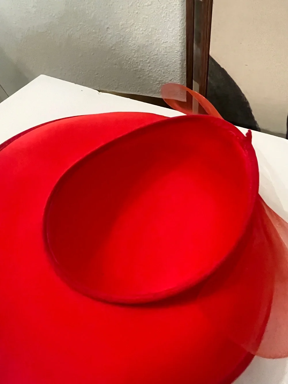 Elegant Red Wide Brim Church Hat Kentucky Derby Wedding Tea Party Floral OS